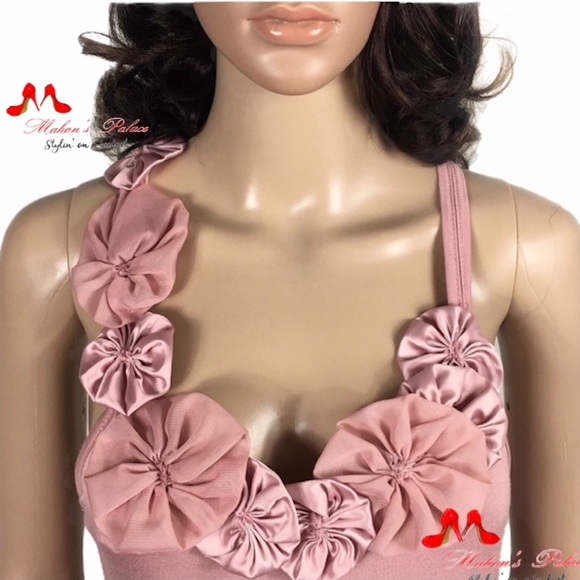 Pink Flower Patchwork Detailed Racerback Tank Top - Picture 3 of 6